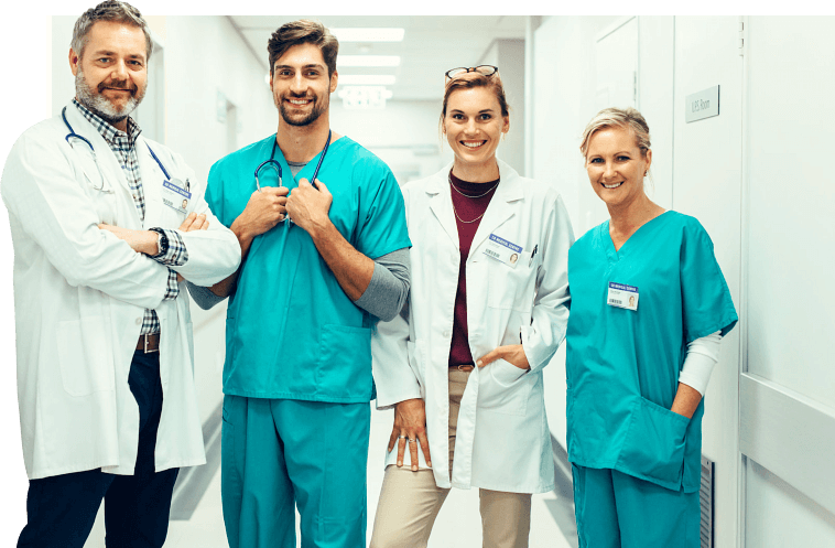 group of medical staff smiling